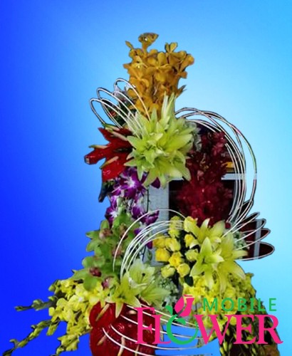 4 feet height tall assorted exotic arranege ment / mobile flower pune